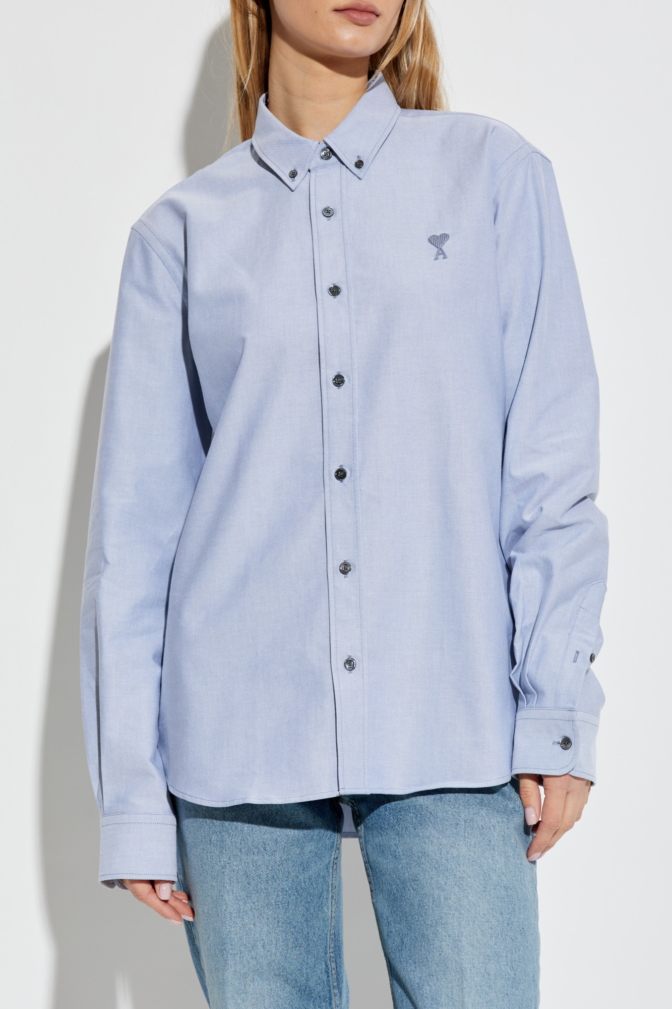 Blue Shirt with Logo Ami Alexandre Mattiussi - Vitkac Italy Blue Shirt with Logo Ami Alexandre Mattiussi - Vitkac Italy